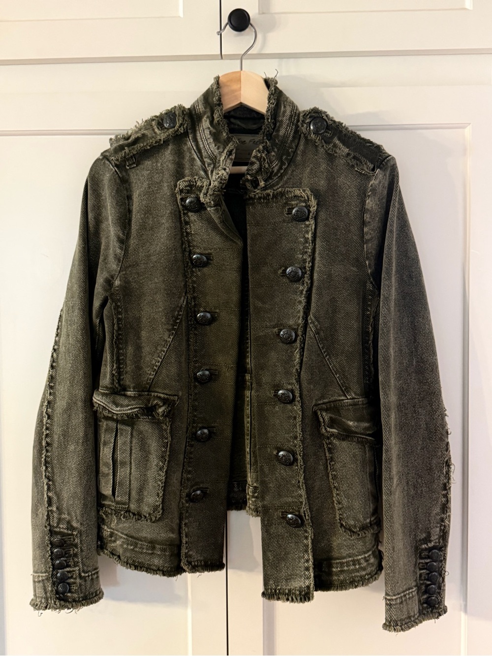 We The Free Olive Green Military Double-Breasted Jacket